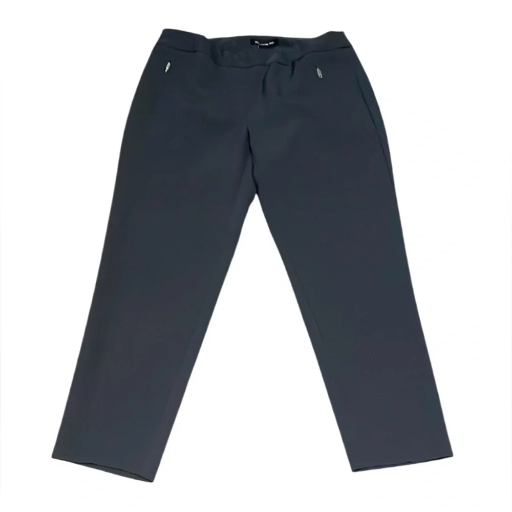 Zac & Rachel pants tapered leg Gray Zippered pockets Pull on Womens 6P Casual